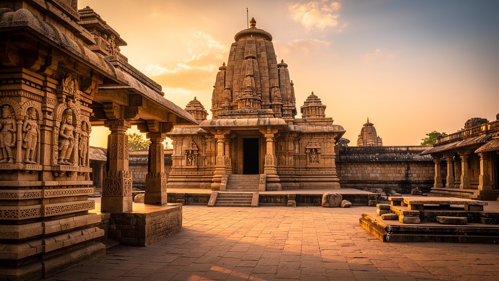 Trikuteshwara Temple at sunset